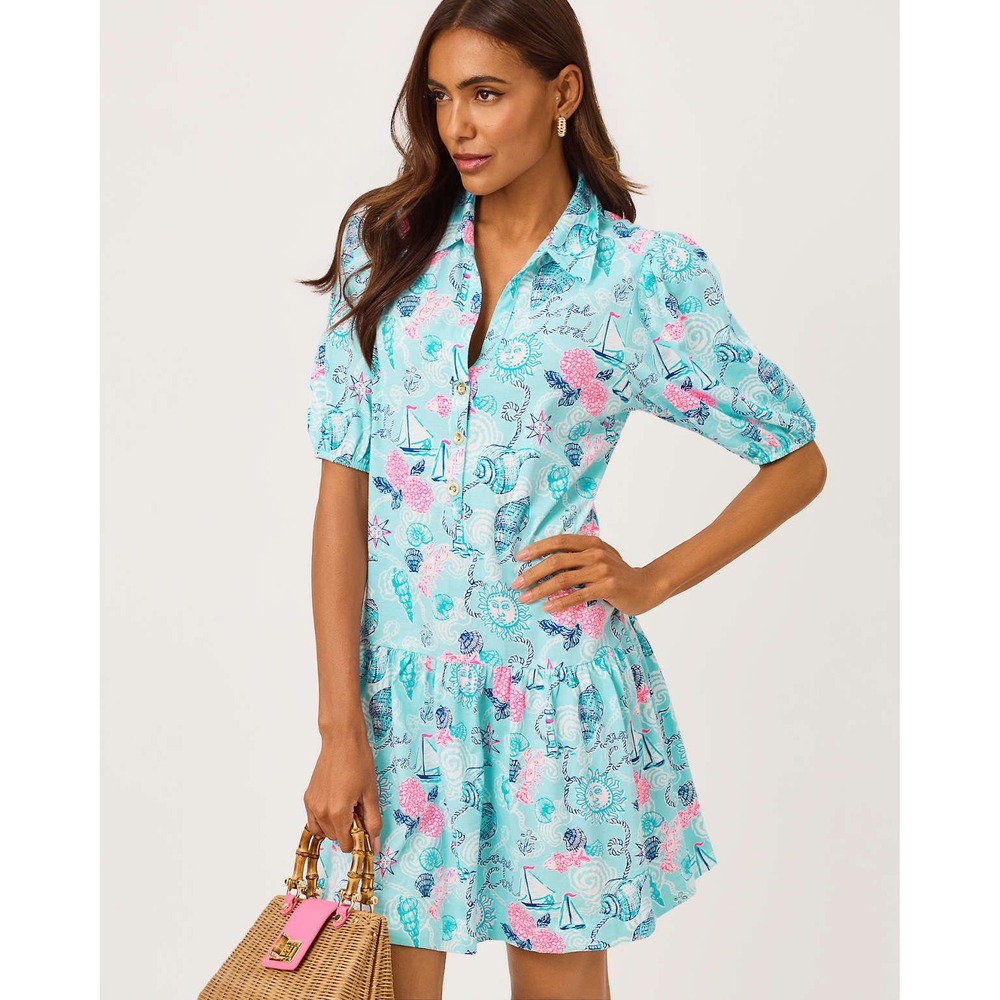 Lilly Pulitzer Bingley Dress Day Dream Blue Cape Cod Destination Small NWT